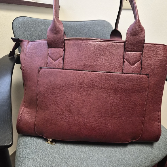 Poppy & Peonies Elegant Burgundy Tote Bag - Picture 6 of 8